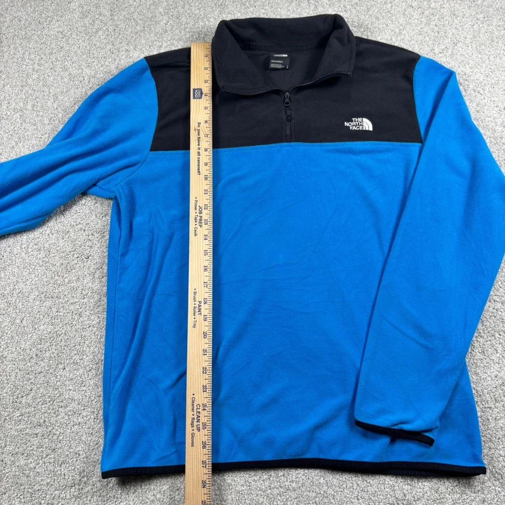 The North Face Fleece Pullover Mens L Blue Black TKA 100 Quarter Zip Jacket